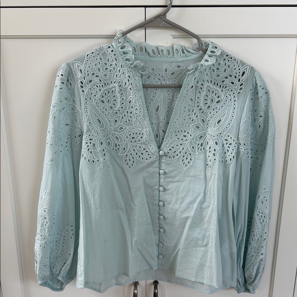 Elegant Lace Button-Up Blouse